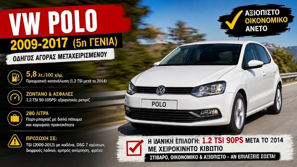 Μεταχειρισμένο Volkswagen Polo (2009-2017): Τι προβλήματα βγάζει και ποιο να αγοράσεις 